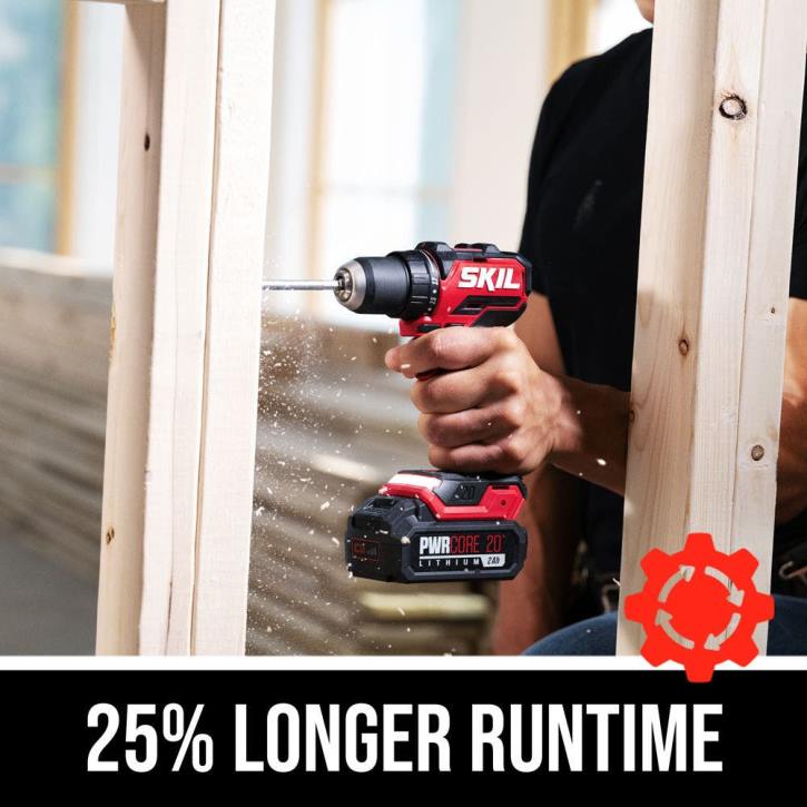 SKIL pwr core 20 børsteløs 20v 1/2 tommer kompakt boredriversett 62Z010 verktøy